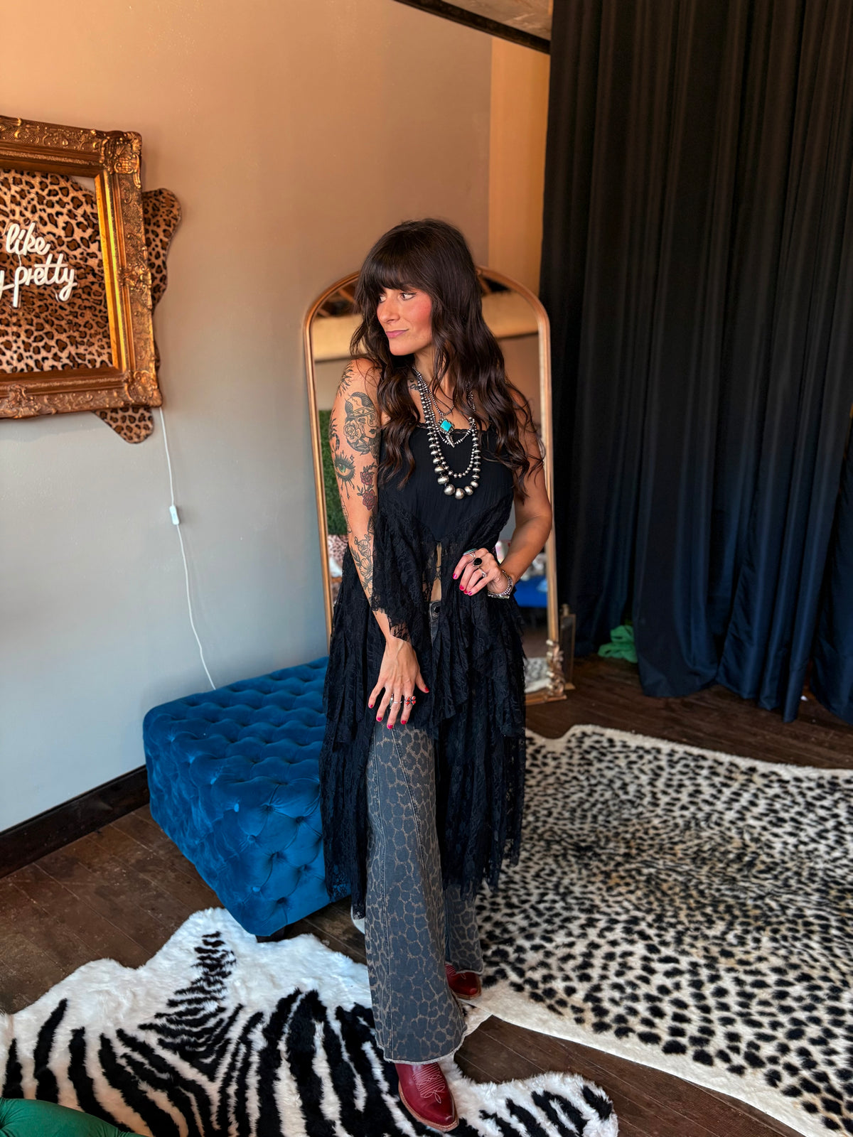 Vervet Wide Leg Leopard Denim