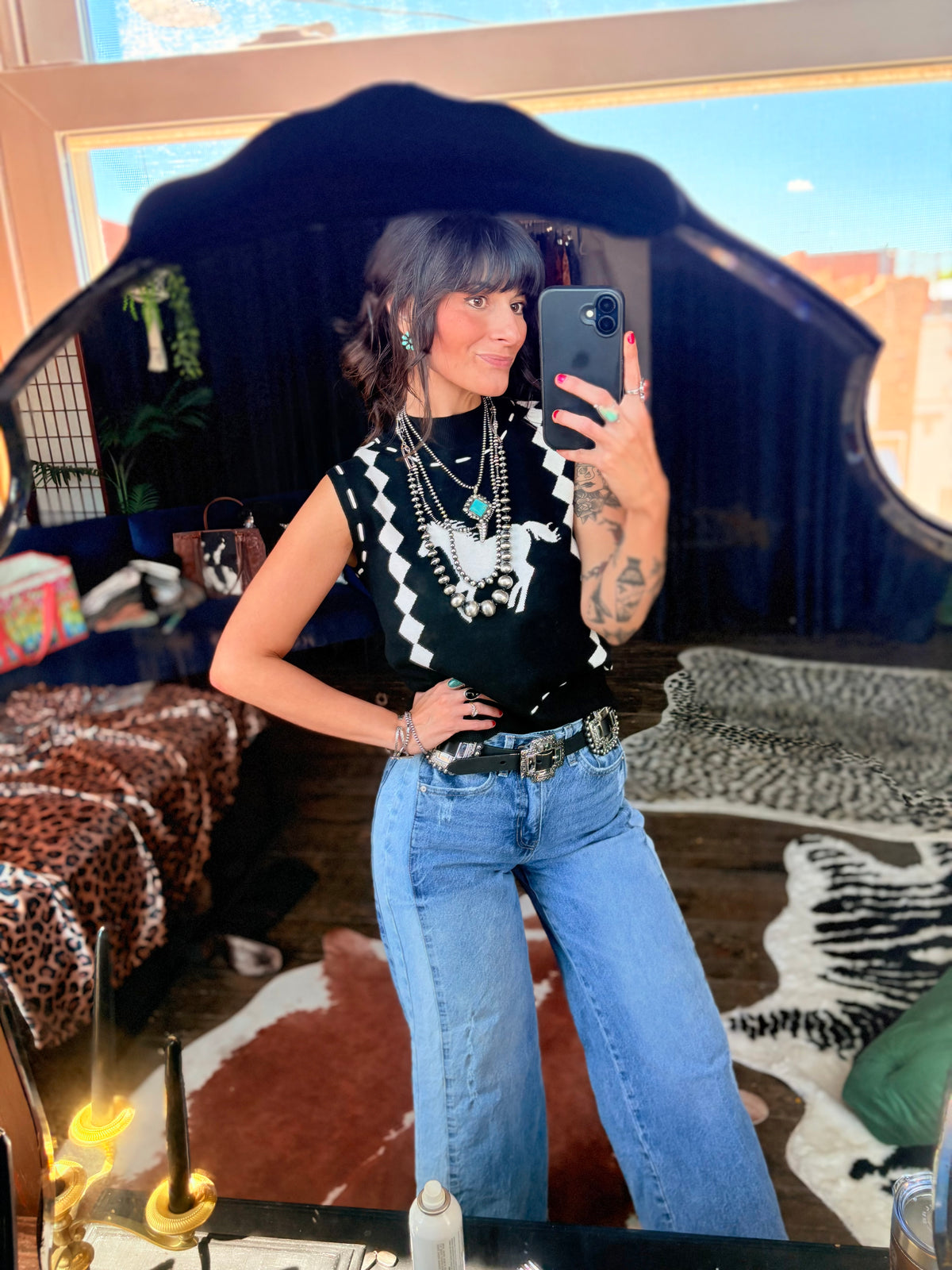 Horsin’ Around Sleeveless Sweater Top