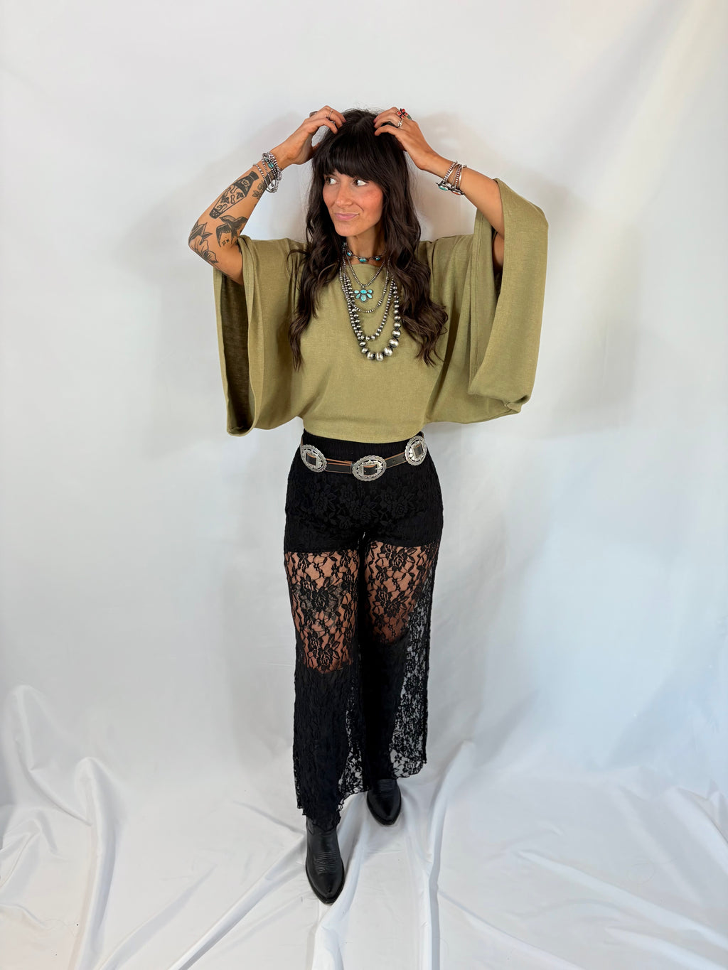 Asymmetrical Off The Shoulder Top in Olive