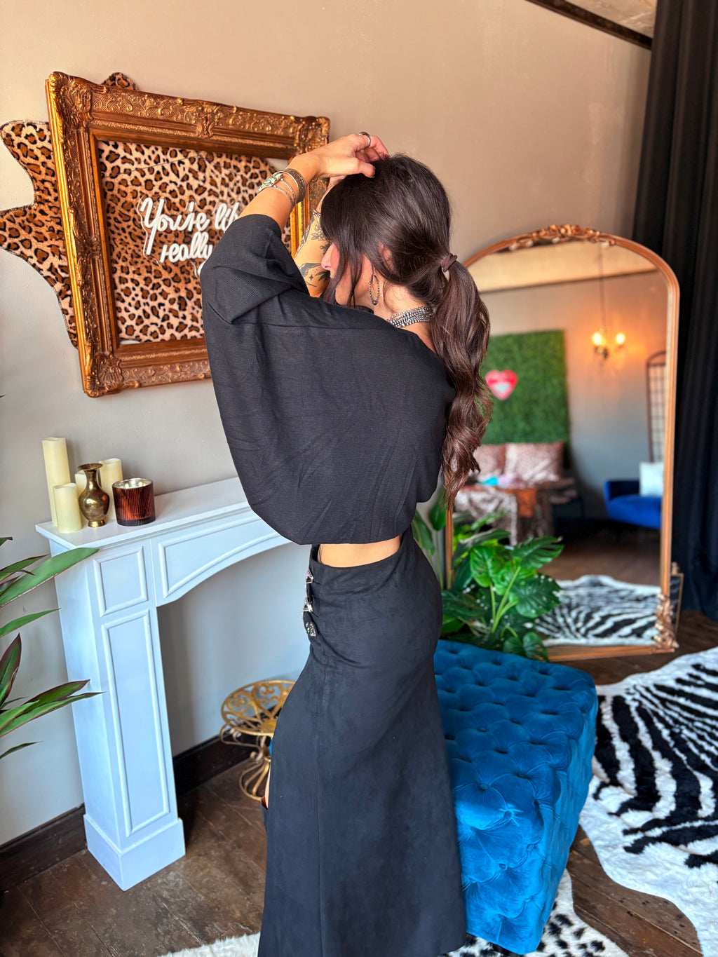 Asymmetrical Off The Shoulder Top in Black