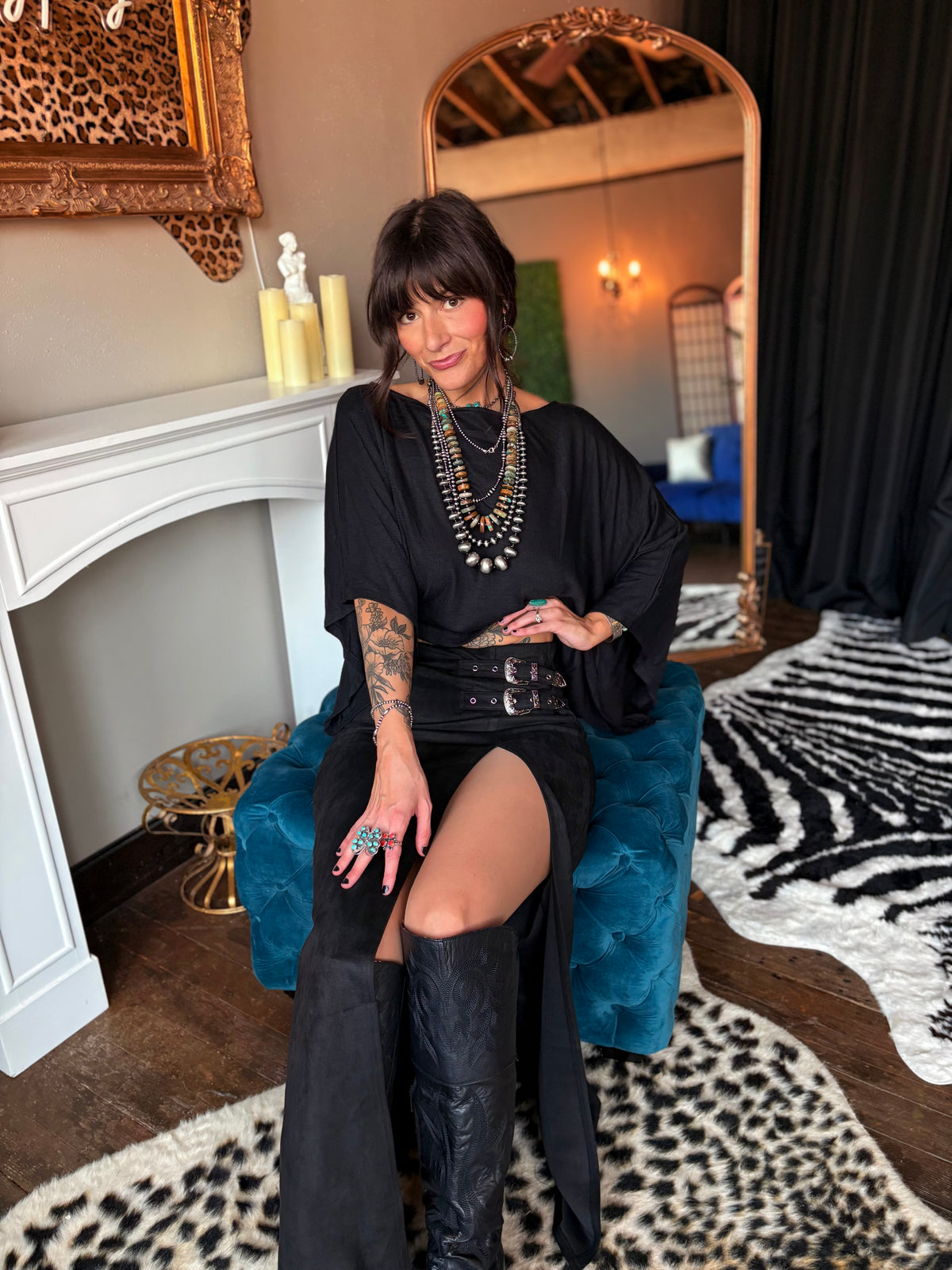 Asymmetrical Off The Shoulder Top in Black