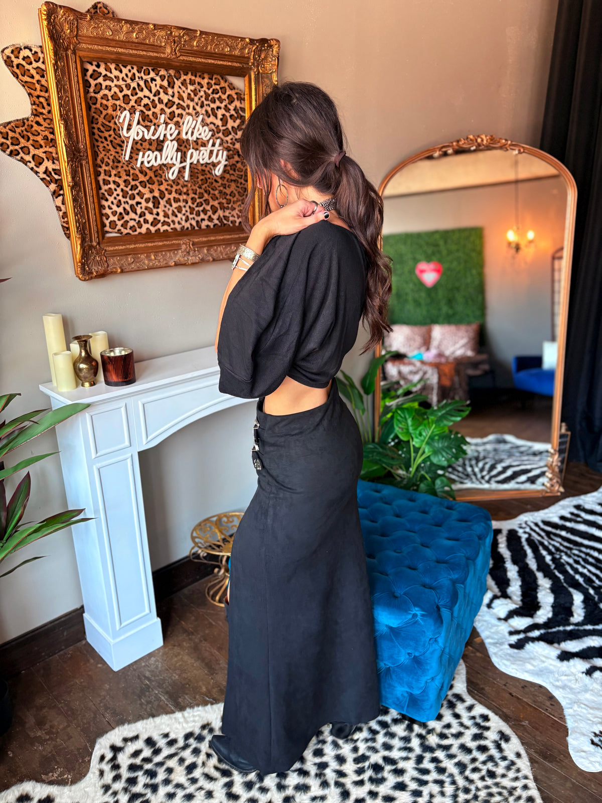 Asymmetrical Off The Shoulder Top in Black