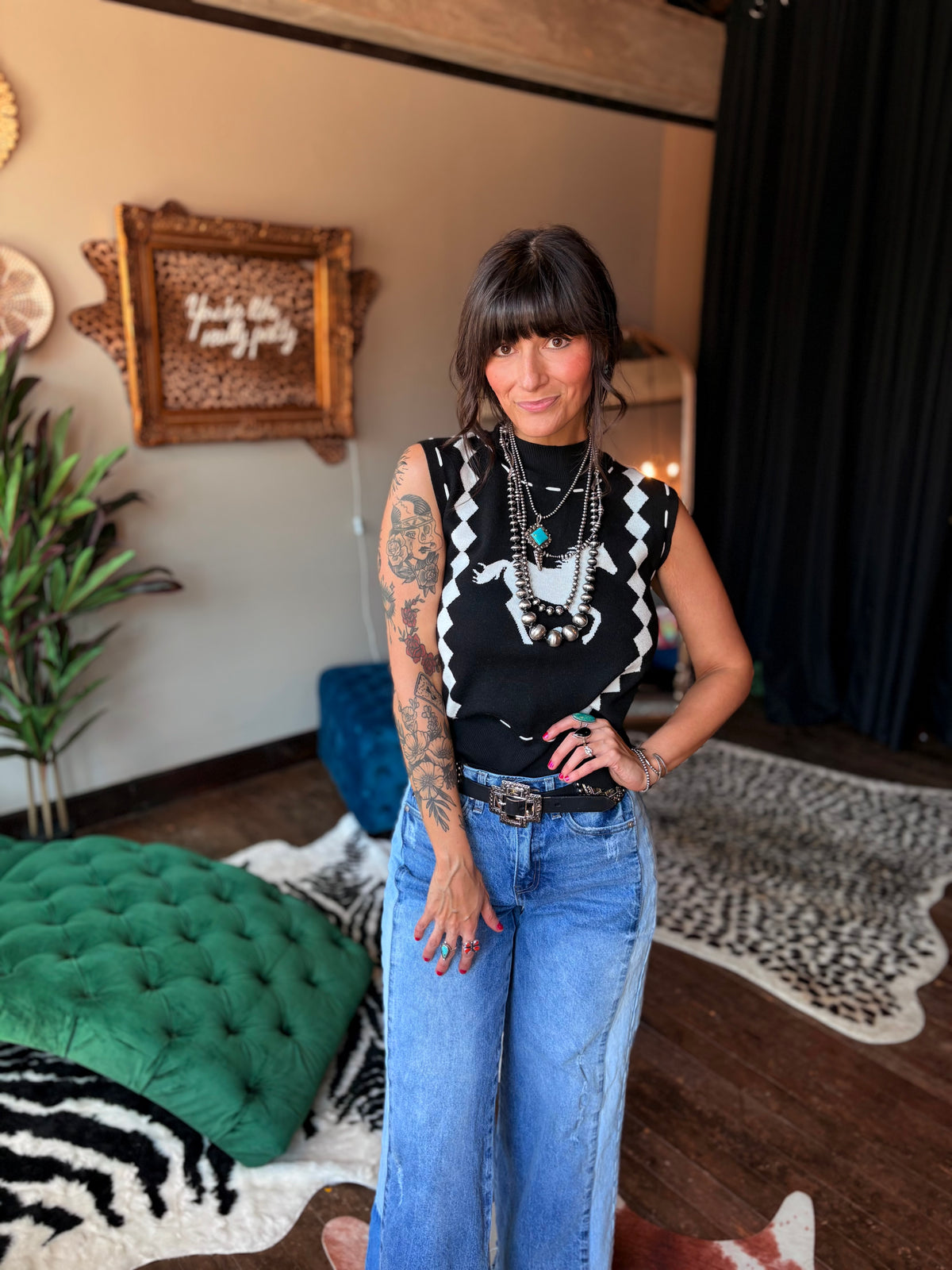 Horsin’ Around Sleeveless Sweater Top