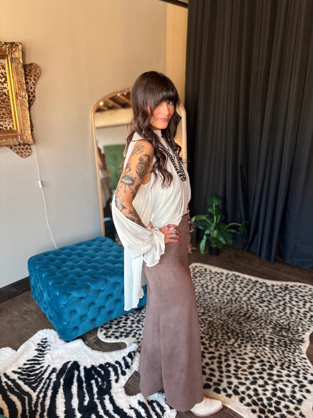 Buckle Babe Brown Maxi Skirt