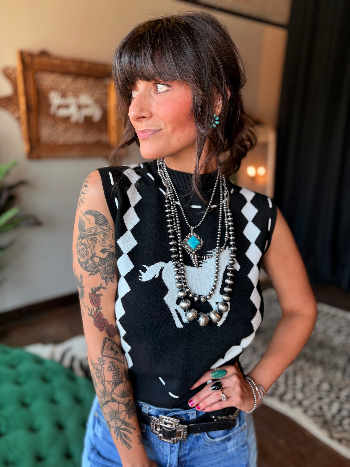 Horsin’ Around Sleeveless Sweater Top