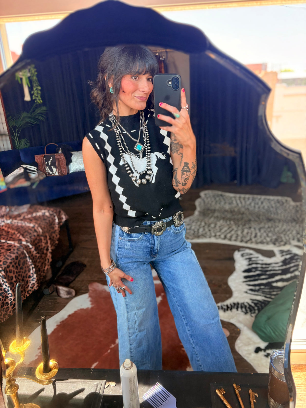 Horsin’ Around Sleeveless Sweater Top