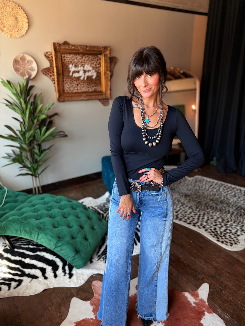 KanCan Split Decision Wide Leg Denim