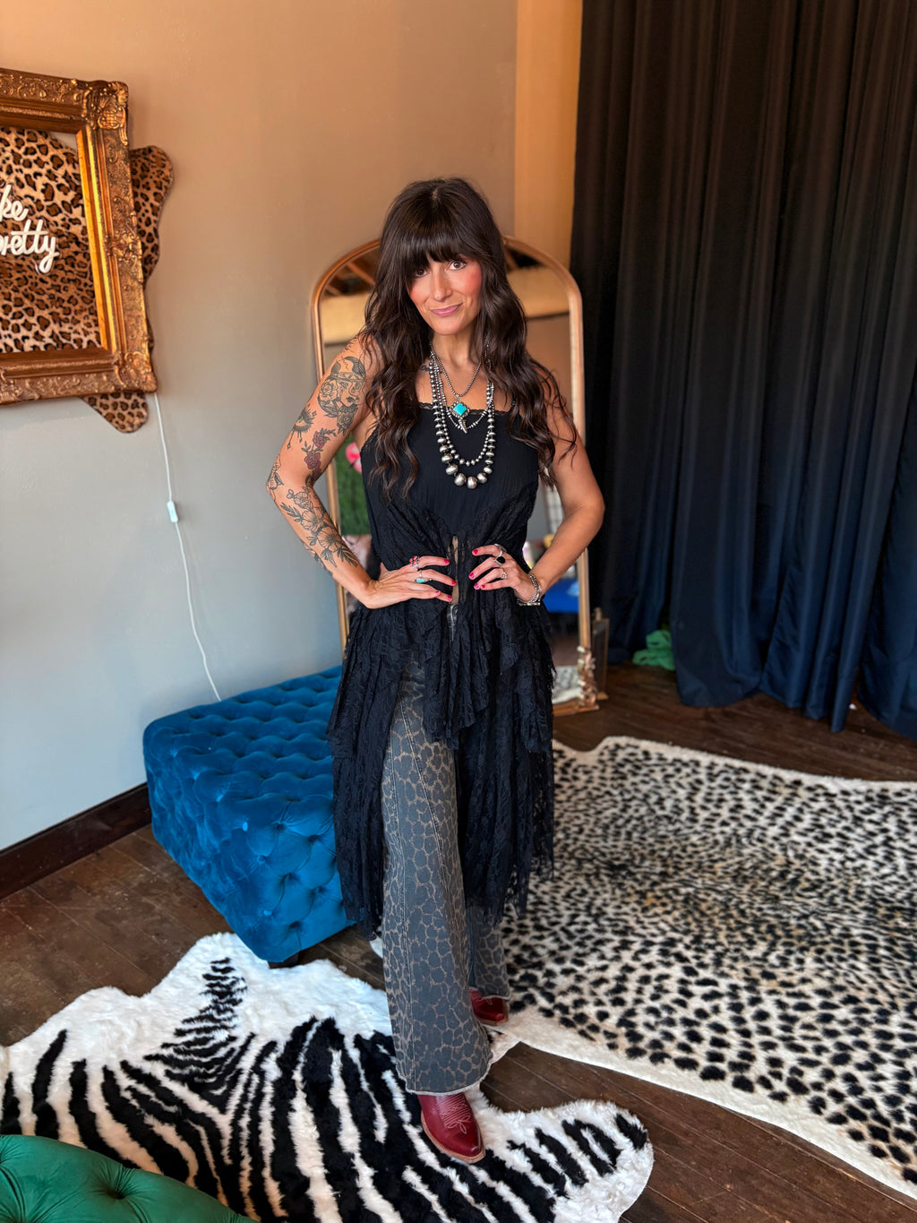 Vervet Wide Leg Leopard Denim