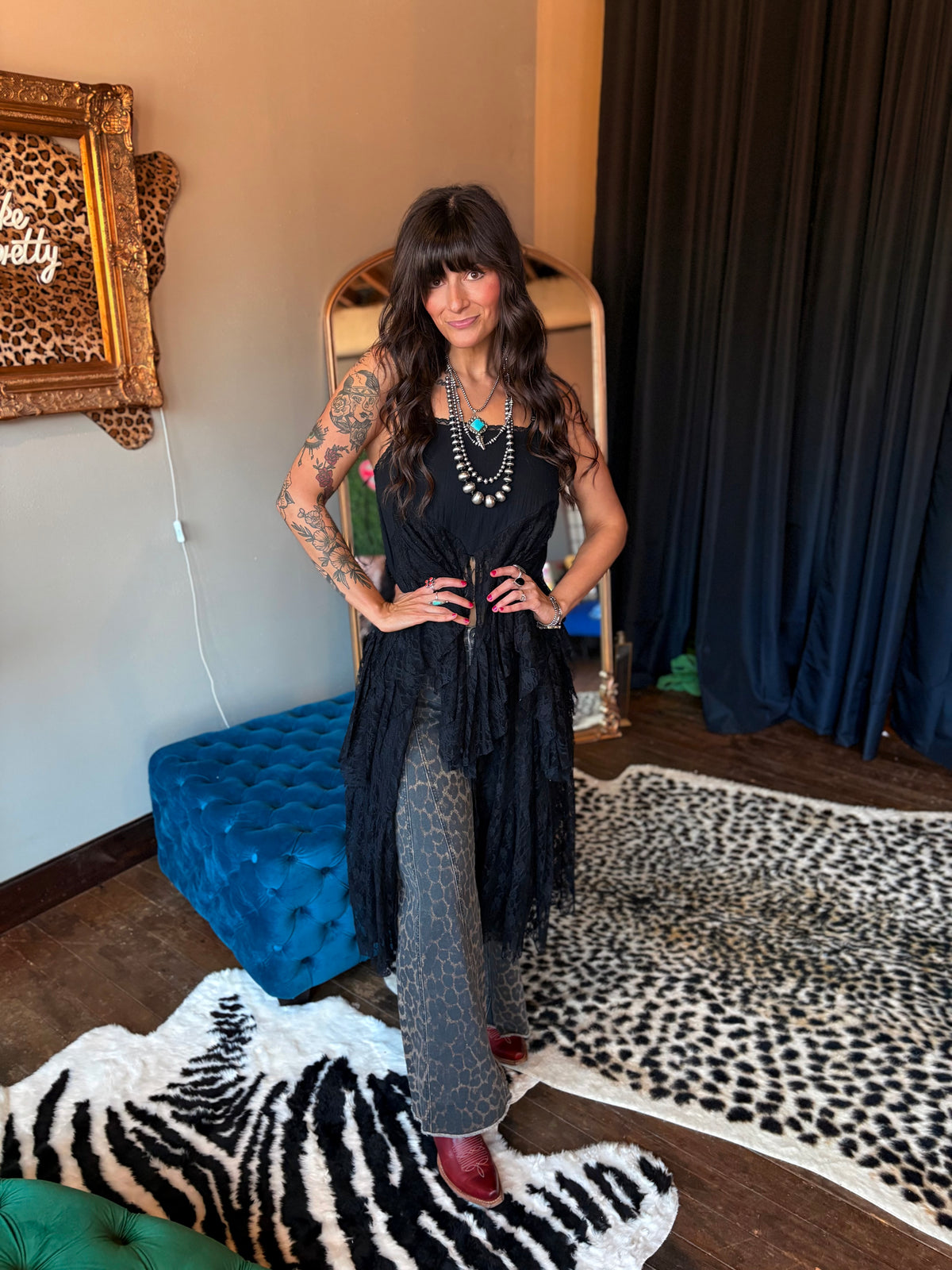Vervet Wide Leg Leopard Denim