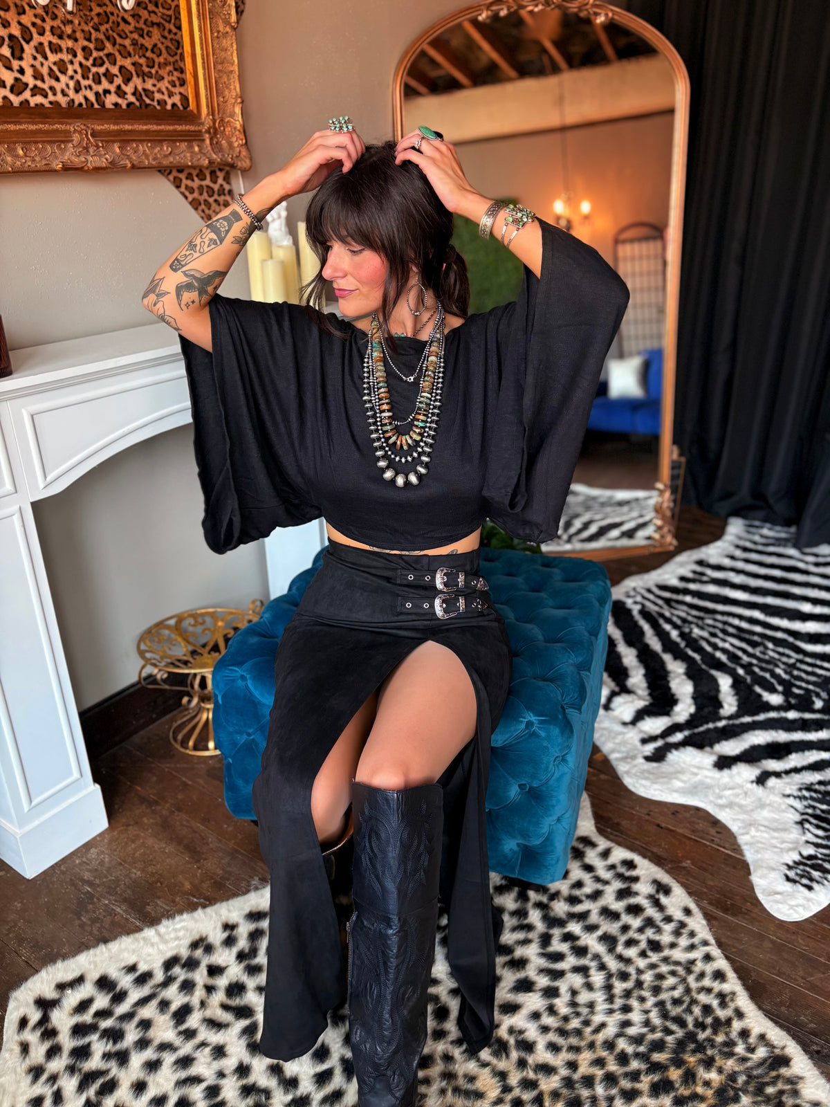 Asymmetrical Off The Shoulder Top in Black