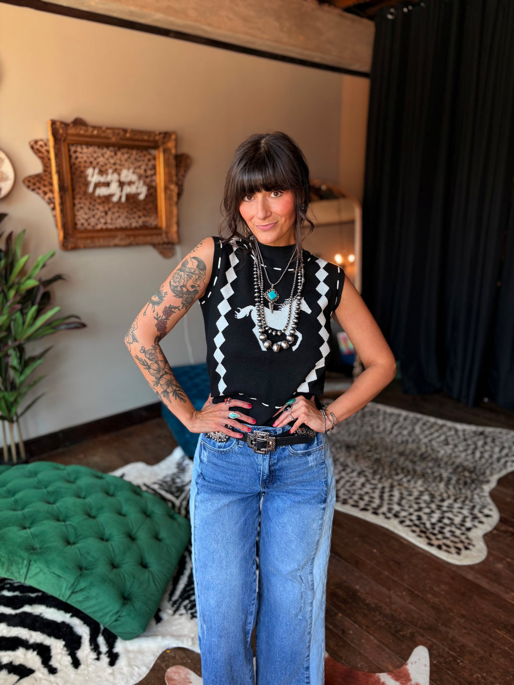 Horsin’ Around Sleeveless Sweater Top