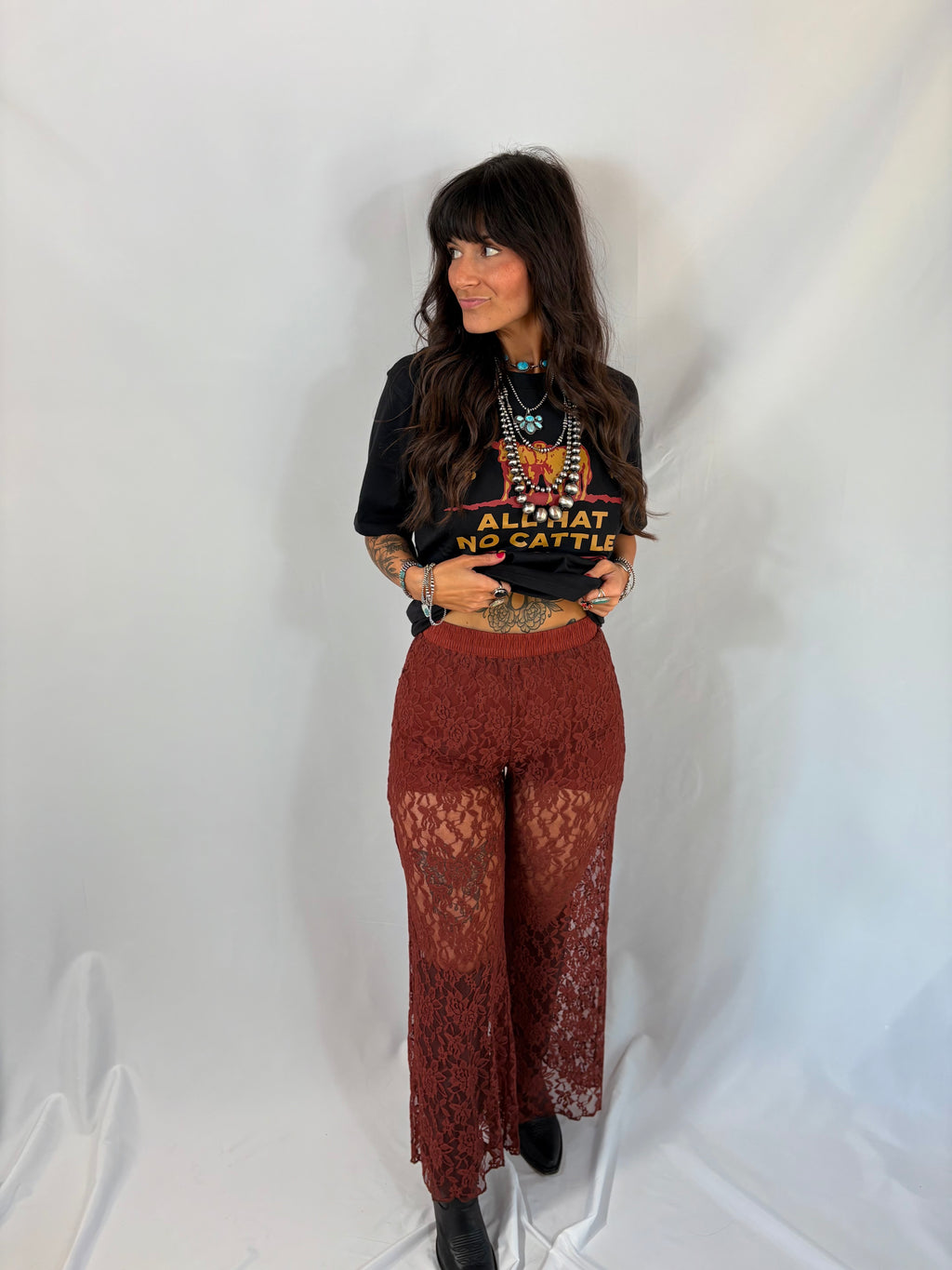 Outlaw Woman Burnt Sienna Lace Pants