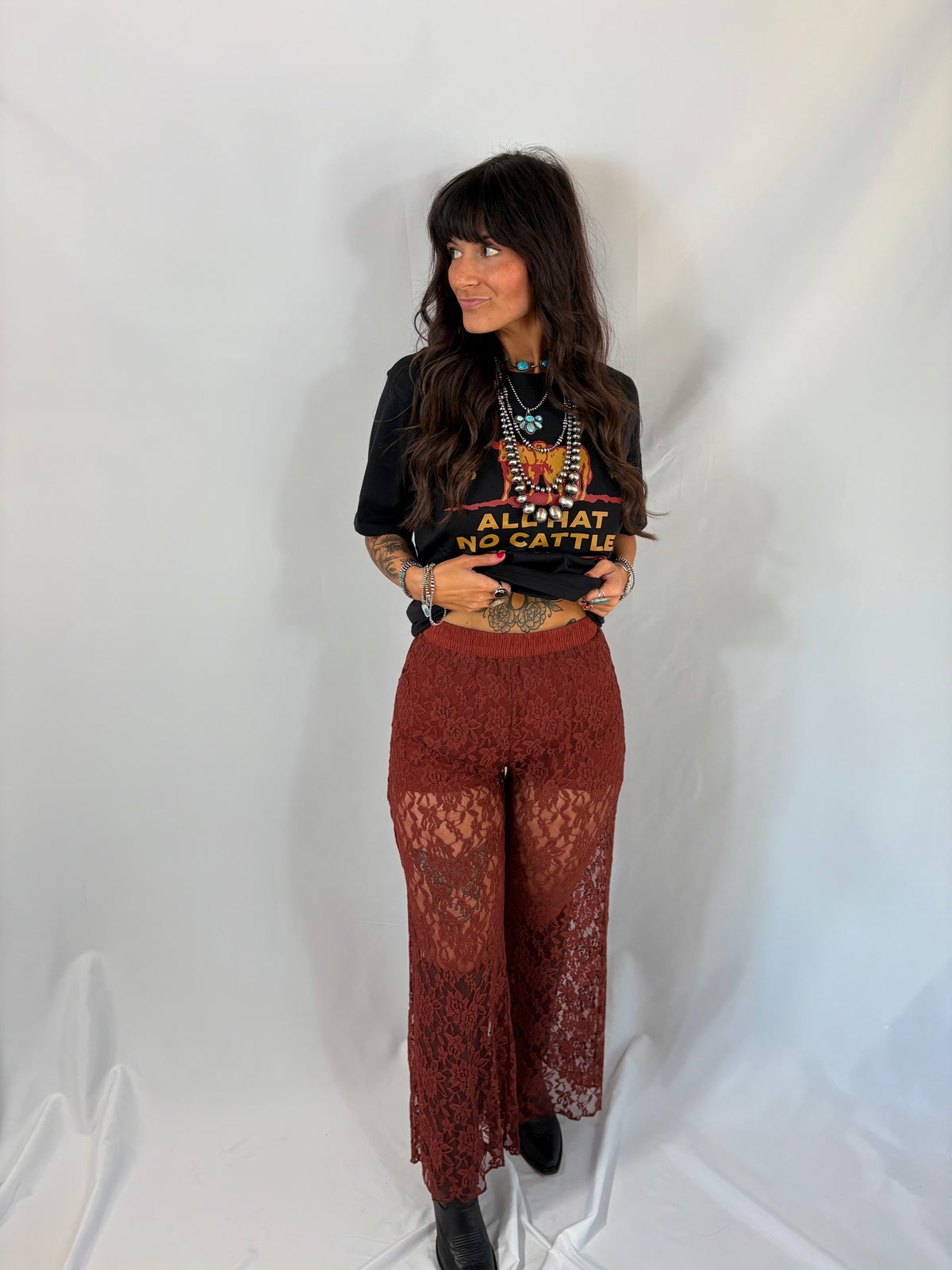 Outlaw Woman Burnt Sienna Lace Pants