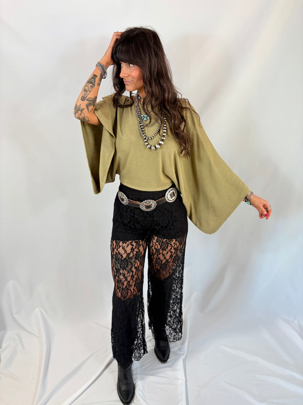 Asymmetrical Off The Shoulder Top in Olive