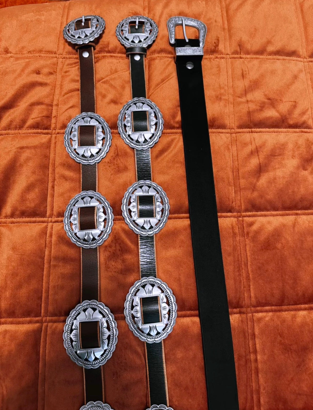 Black Leather Concho Belt