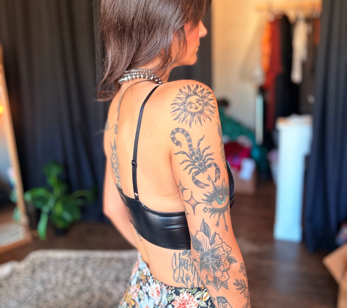 Black Faux Leather Bralette