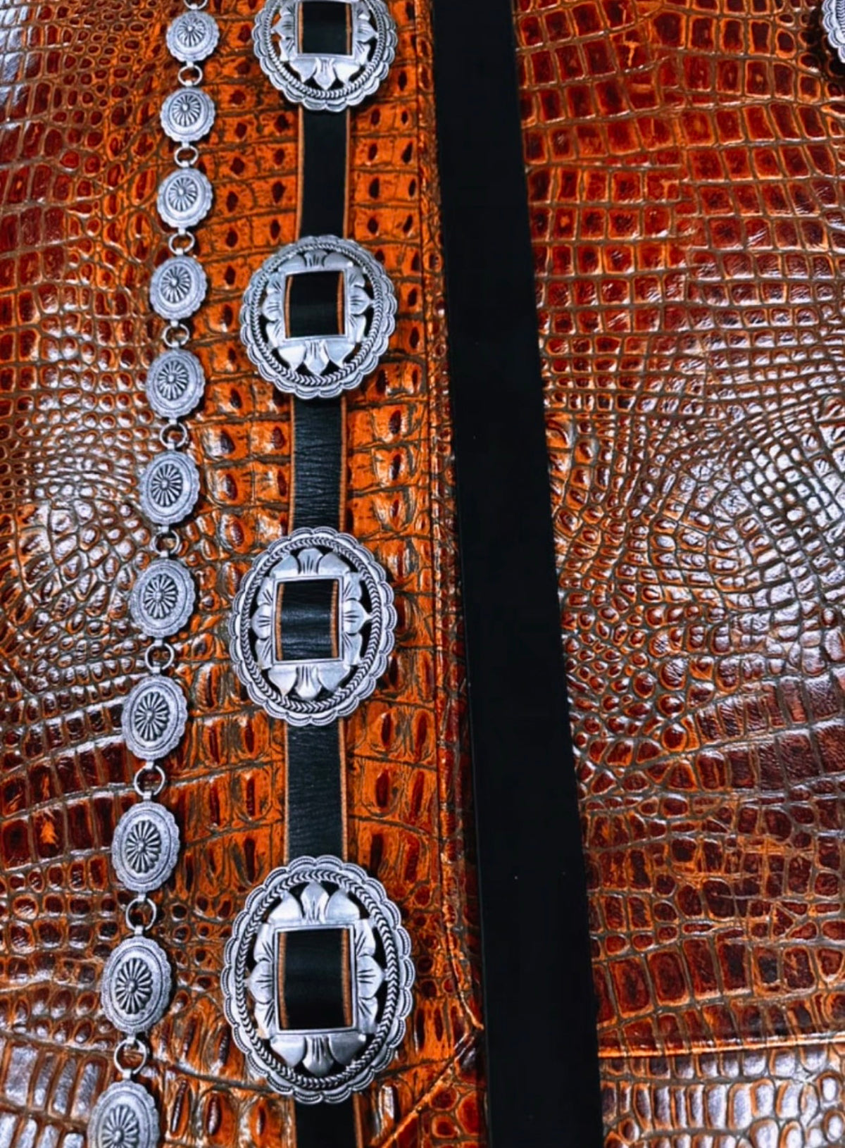 Black Leather Concho Belt