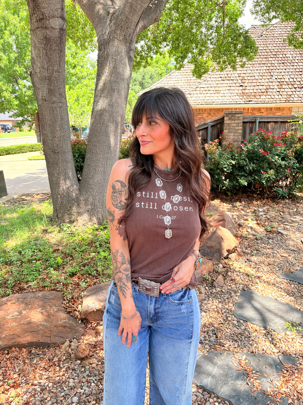 Brown Leather Concho Belt
