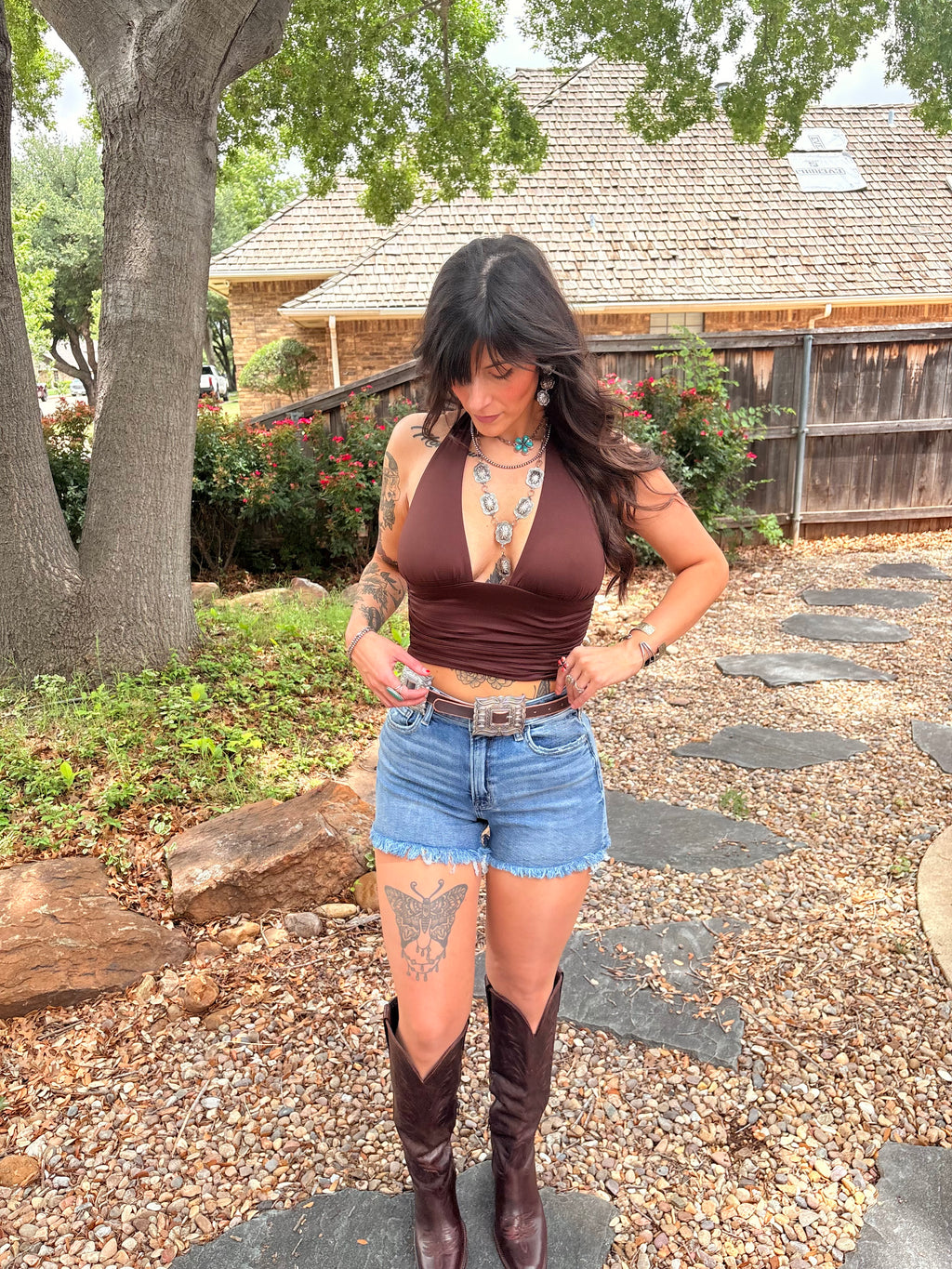 Vervet Rebecca High Rise Frayed Denim Shorts