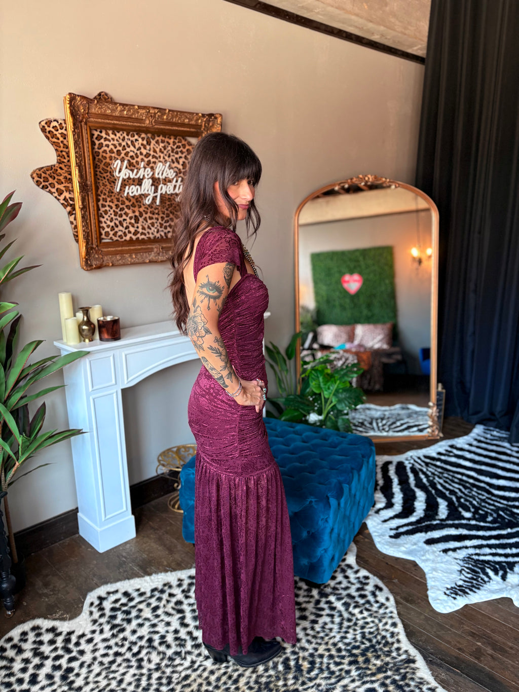 The Emmylou Dress in Burgundy