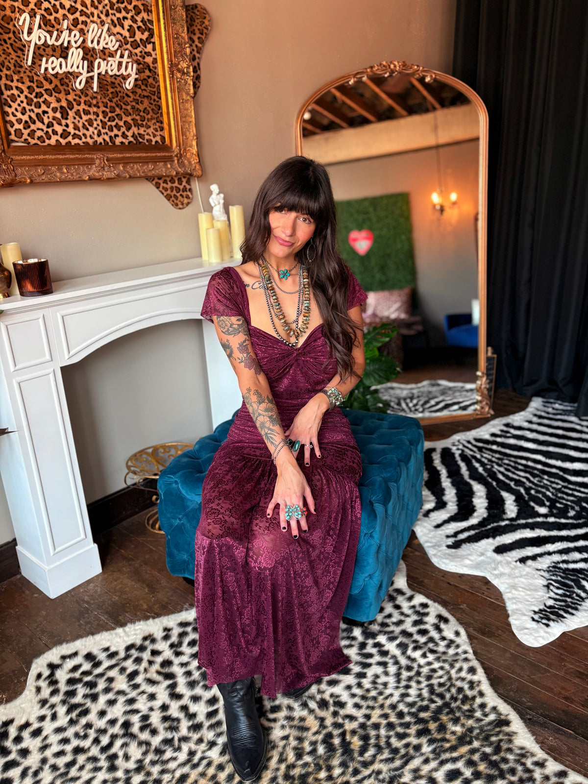 The Emmylou Dress in Burgundy