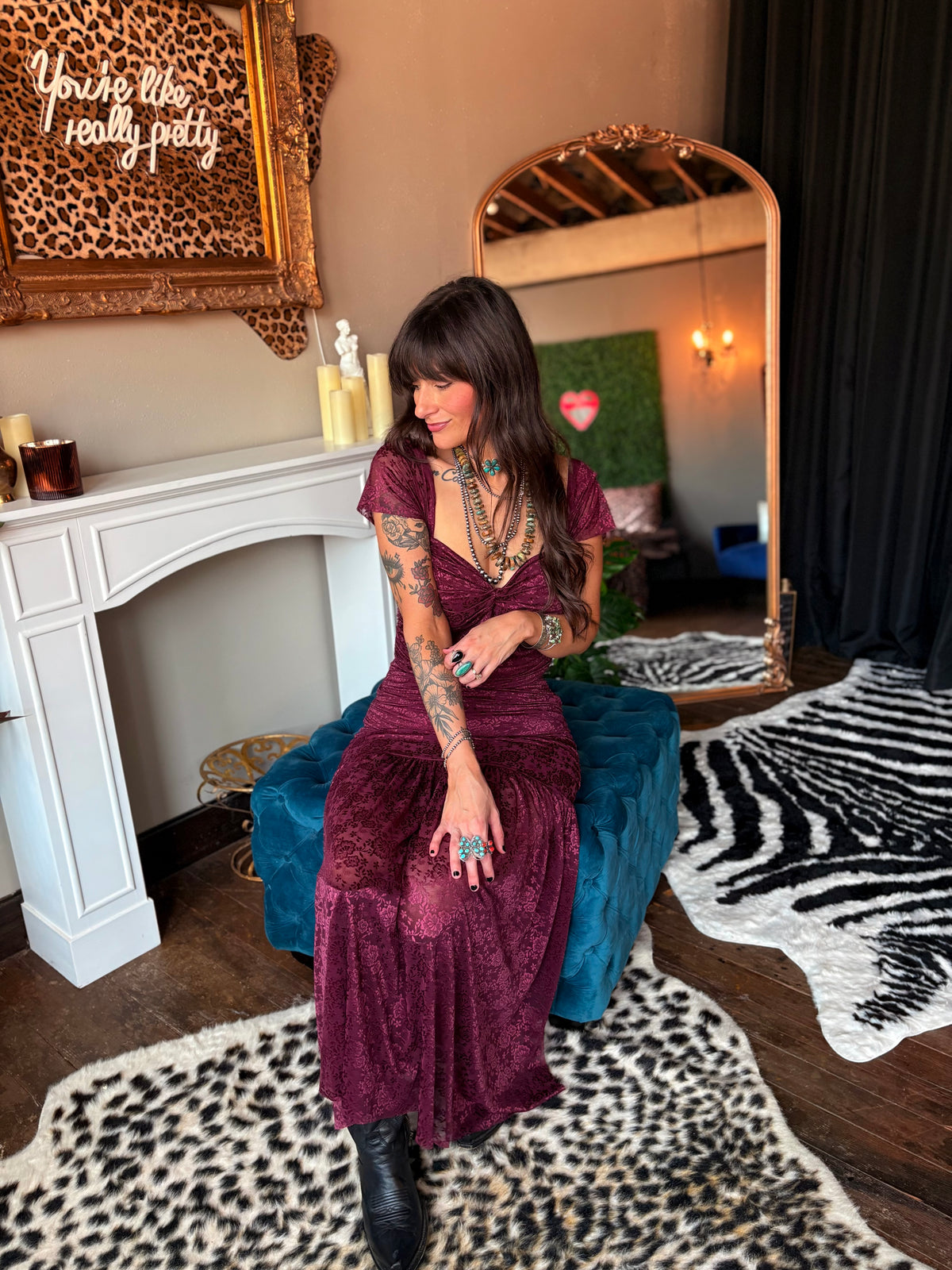 The Emmylou Dress in Burgundy