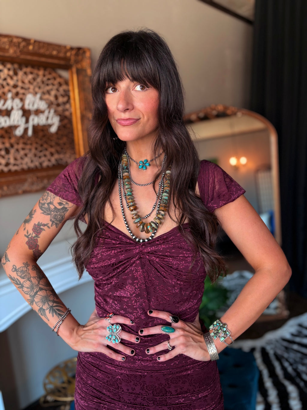The Emmylou Dress in Burgundy