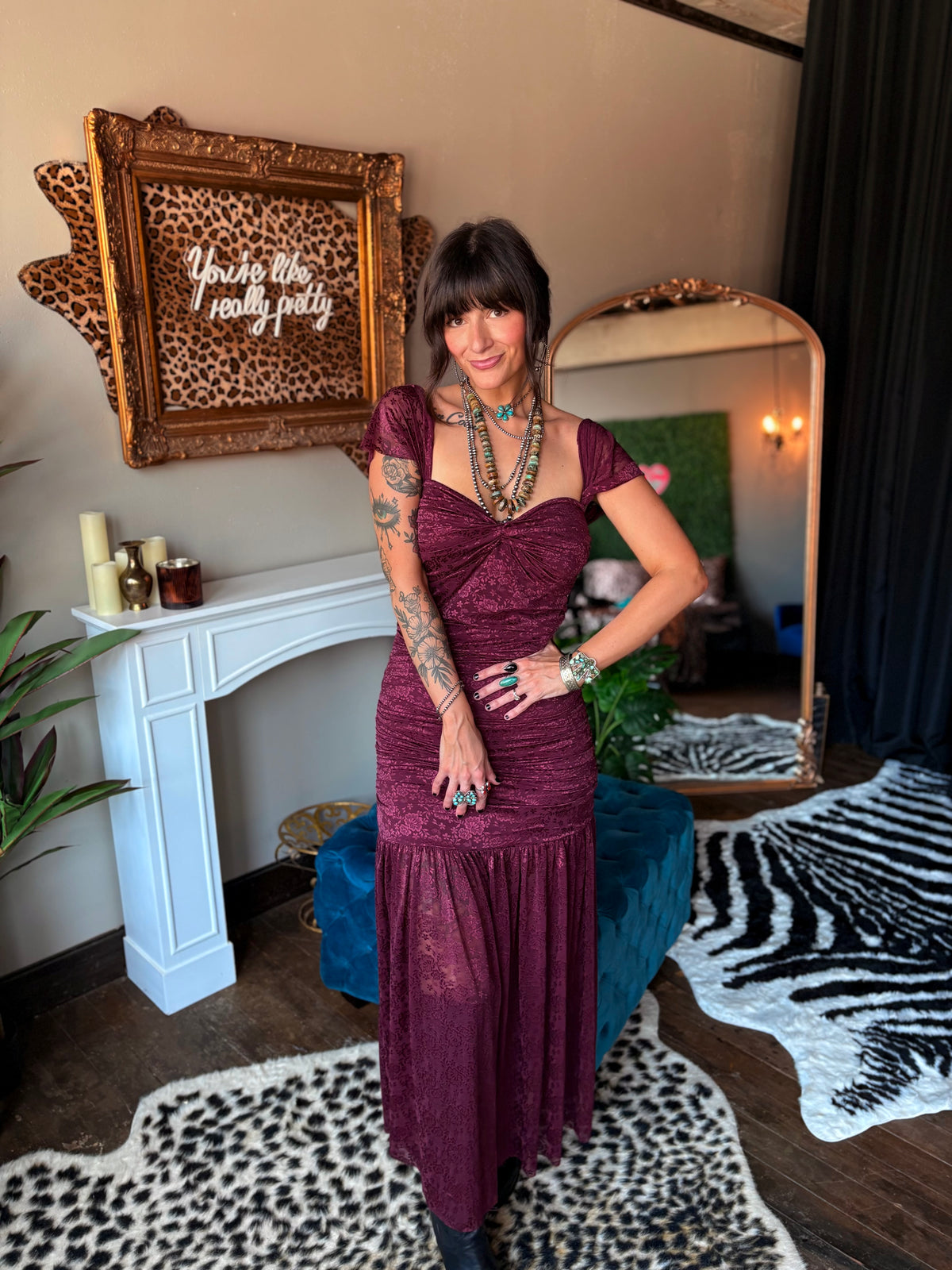 The Emmylou Dress in Burgundy