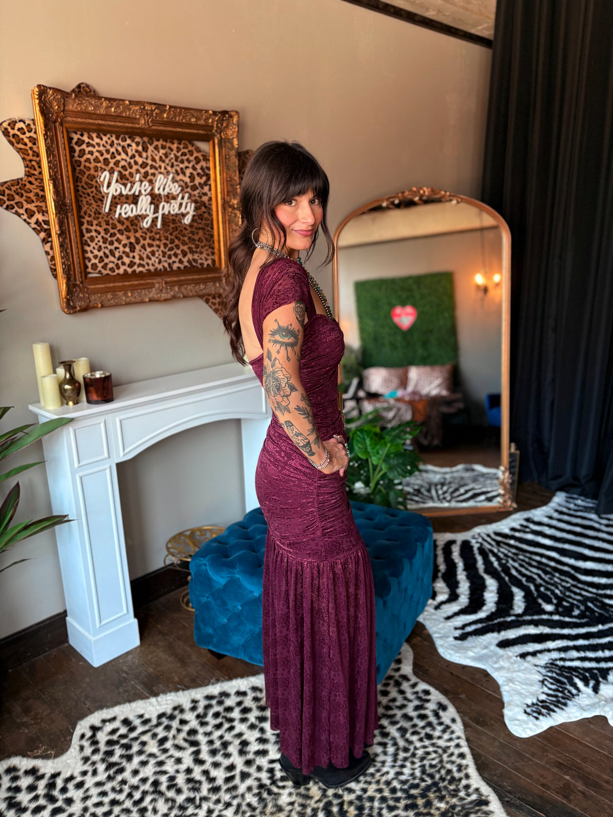 The Emmylou Dress in Burgundy