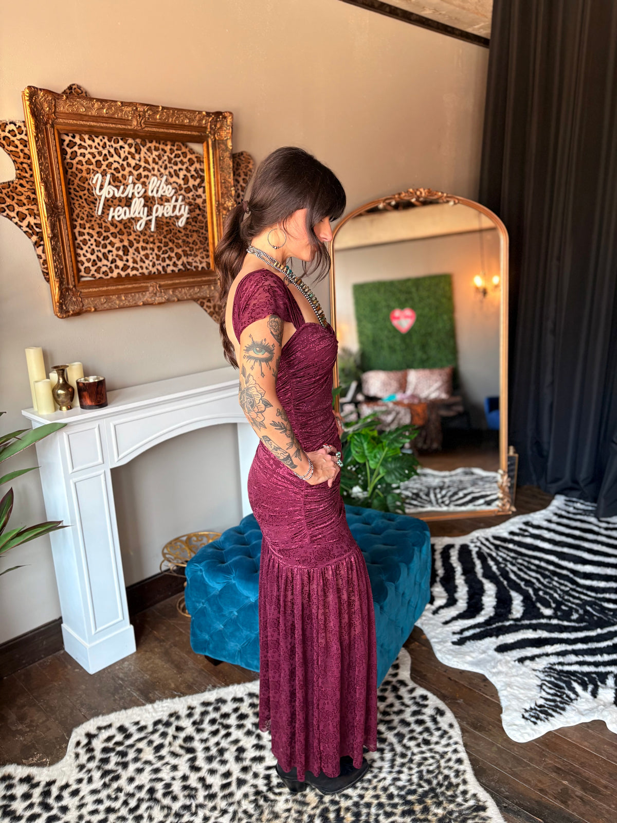 The Emmylou Dress in Burgundy