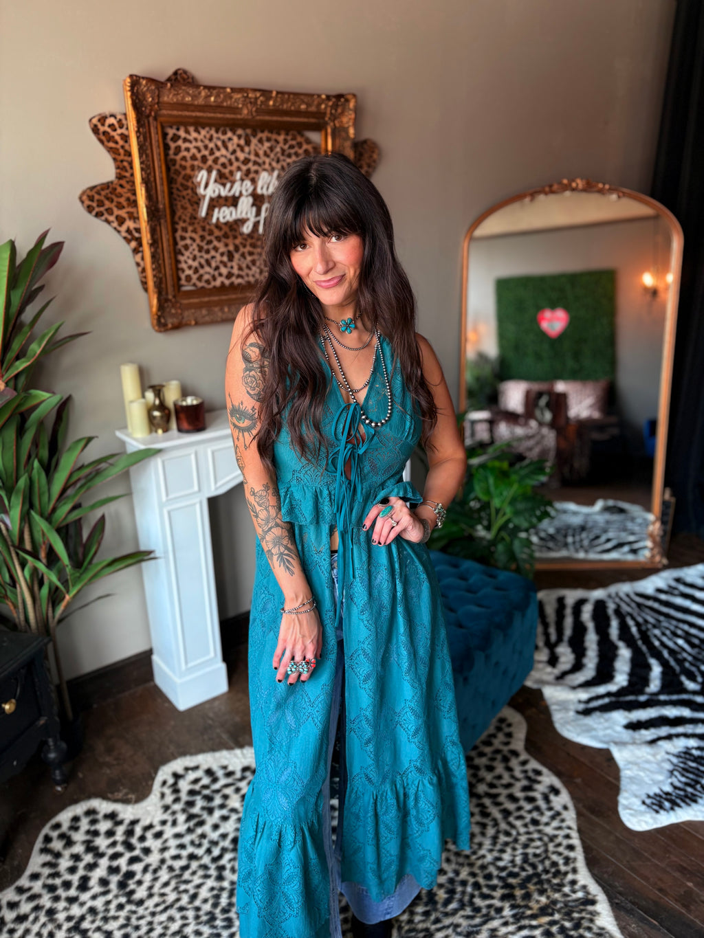 Sedona Maxi Top in Pine Green