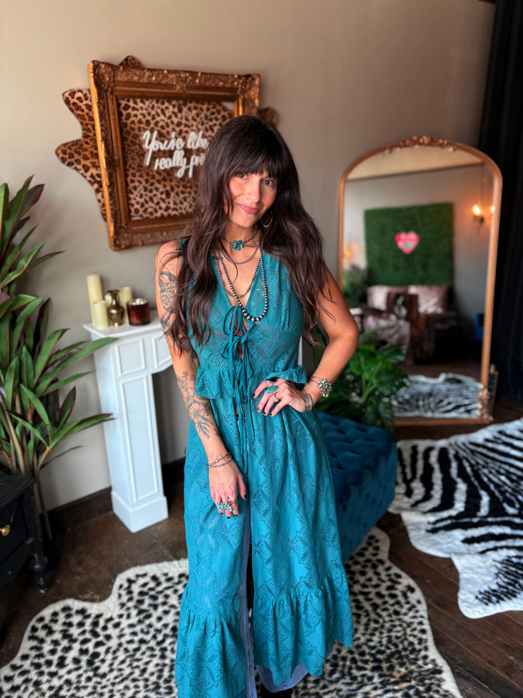 Sedona Maxi Top in Pine Green