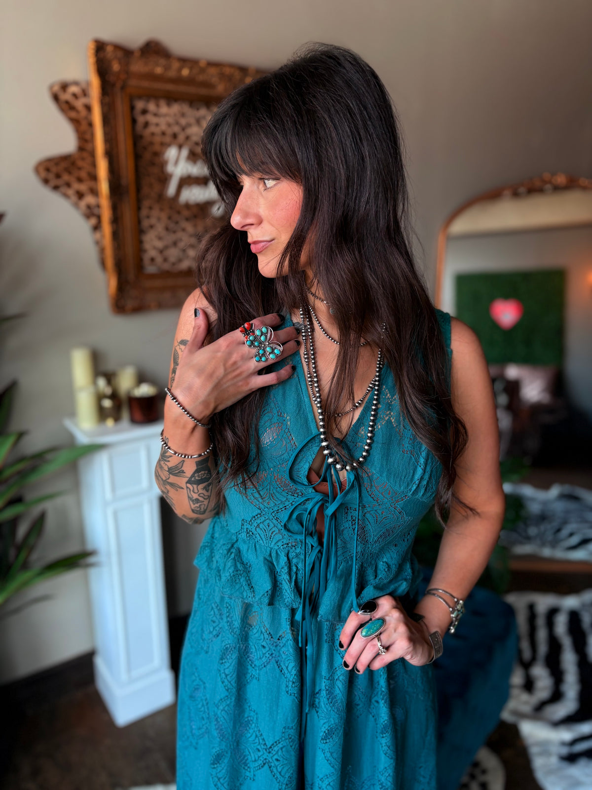 Sedona Maxi Top in Pine Green