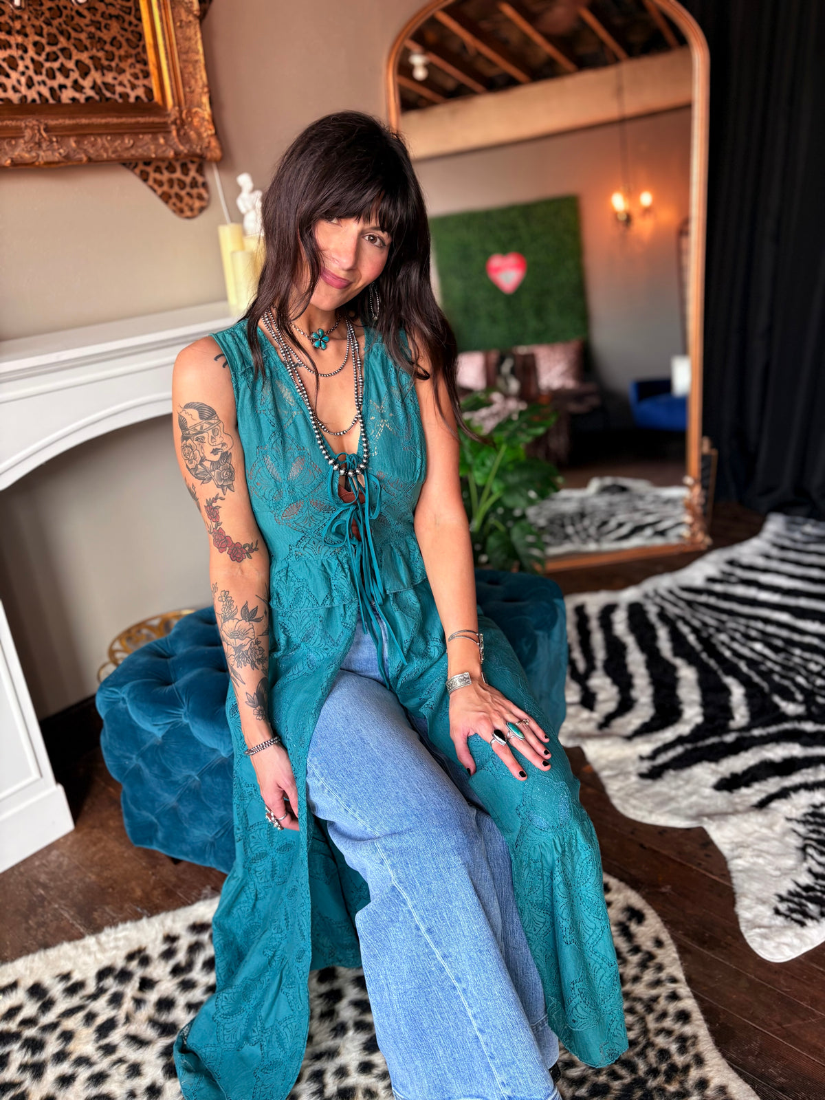 Sedona Maxi Top in Pine Green
