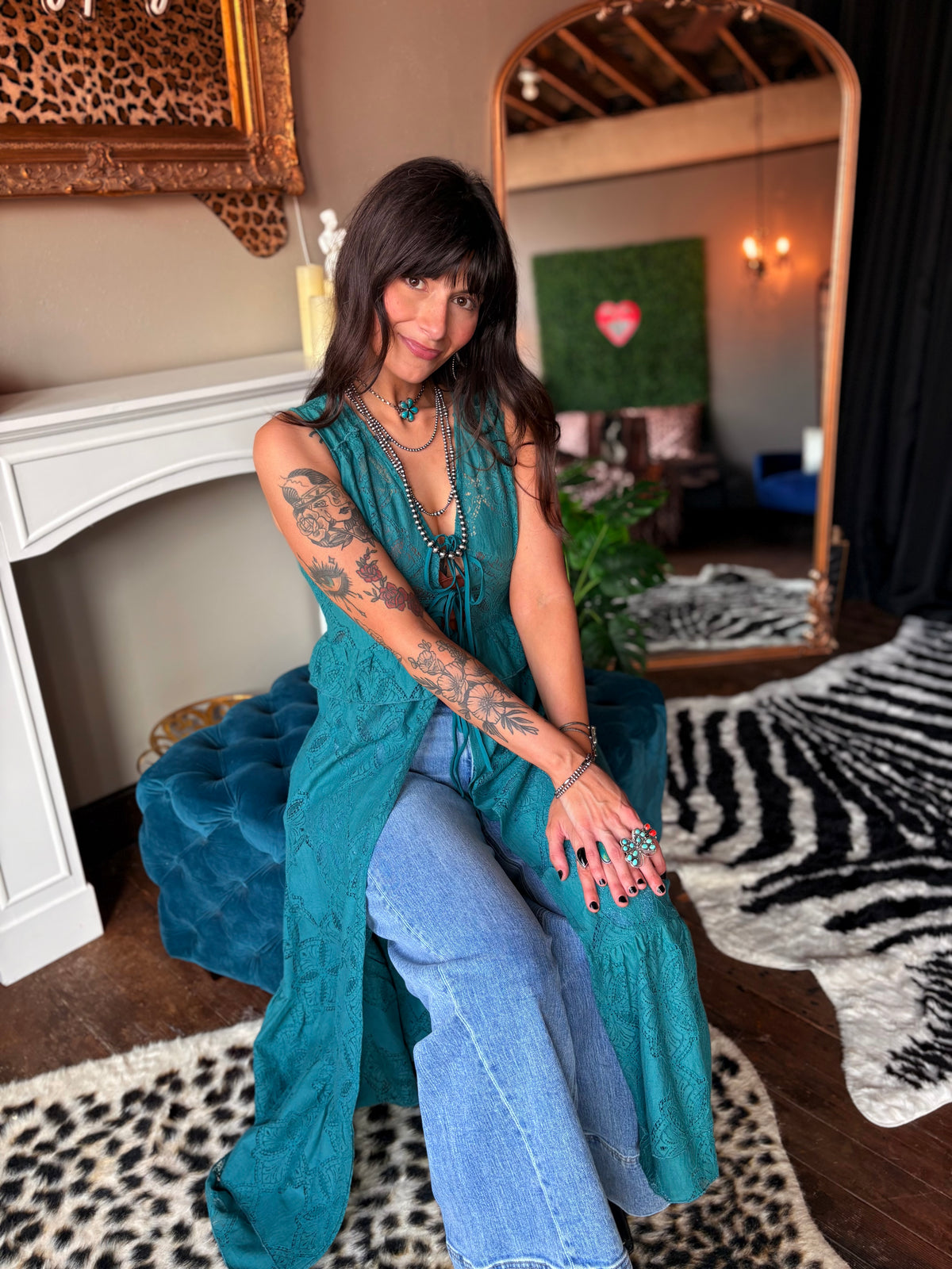 Sedona Maxi Top in Pine Green