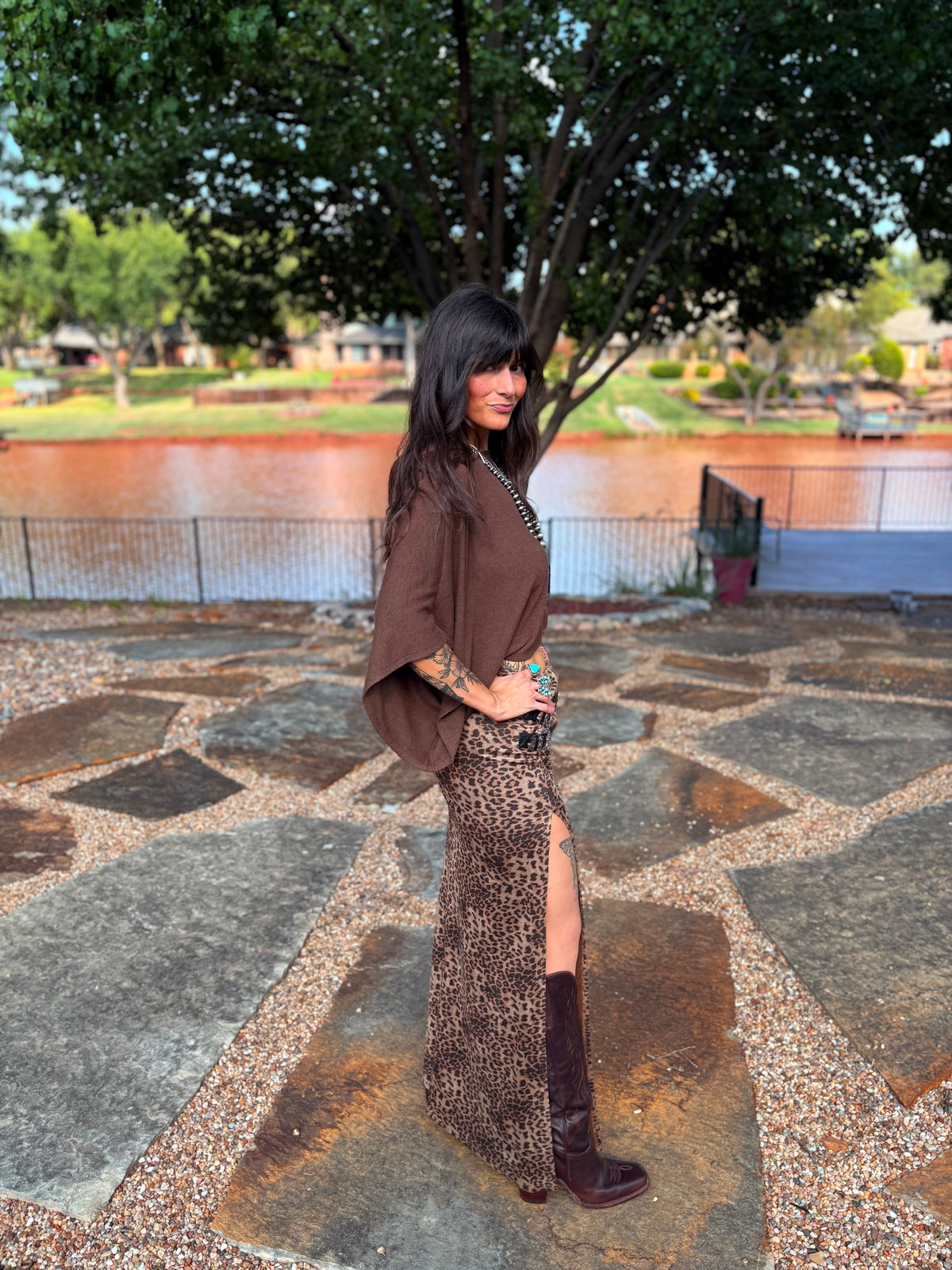 Asymmetrical Off The Shoulder Top in Brown