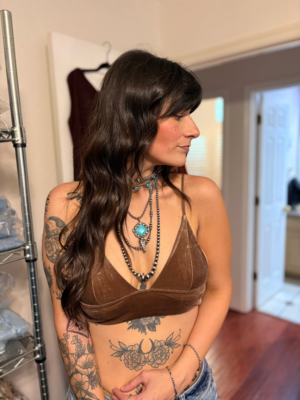 Velvet Plunge Bralette in Mocha