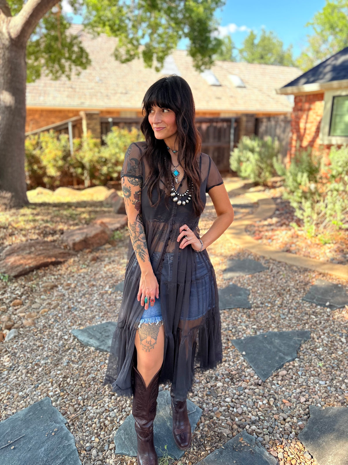 Moonshine Maxi Top in Charcoal