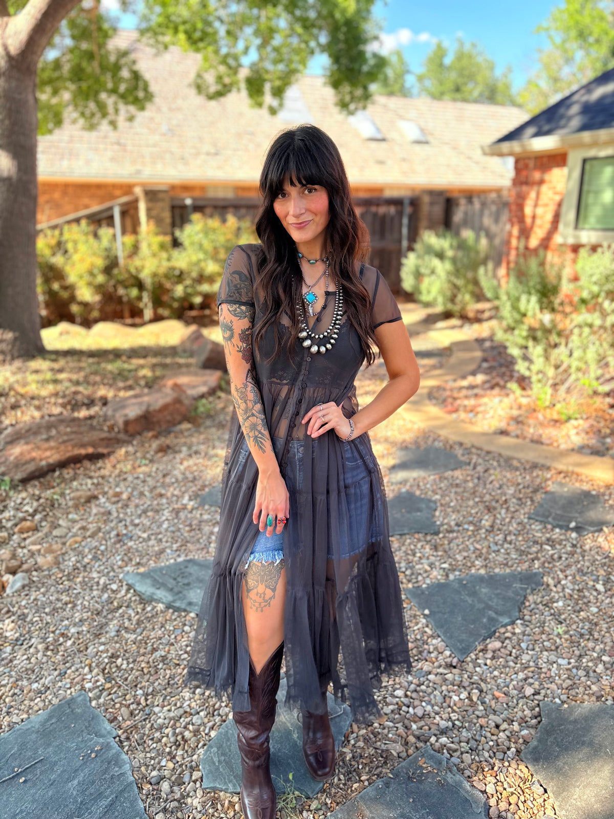 Moonshine Maxi Top in Charcoal