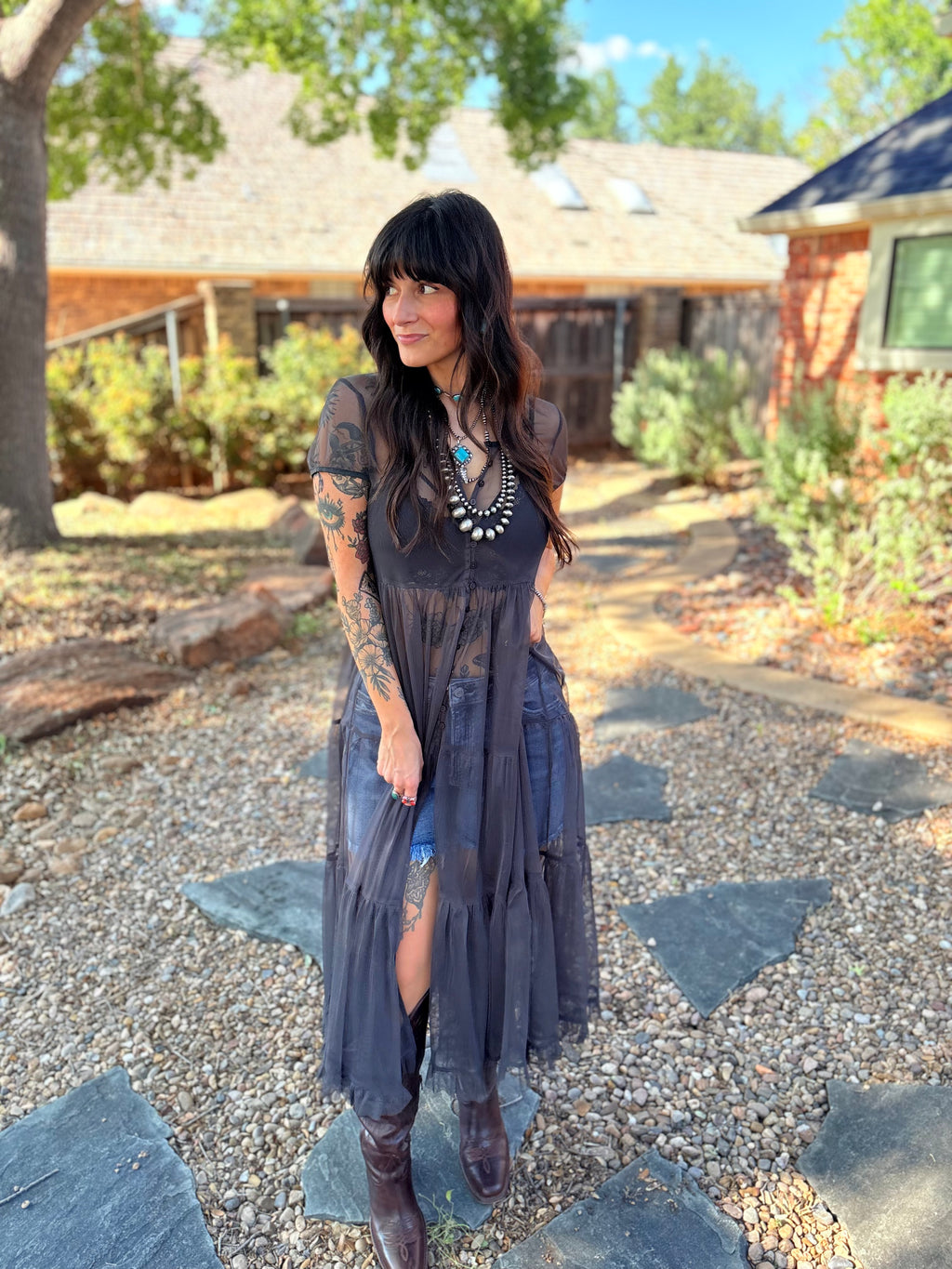 Moonshine Maxi Top in Charcoal