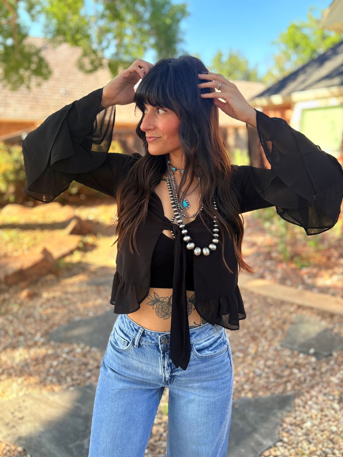 Classy Cowgirl Tie Front Top