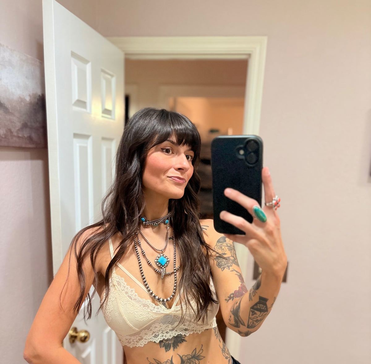 Cream Floral Lace Strappy Bralette